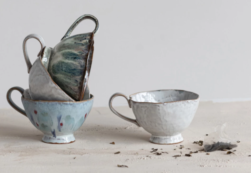 14oz STONEWARE FOOTED MUG - 4 COLORS