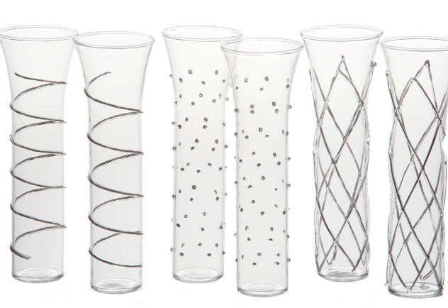 RAZZLE DAZZLE CHAMPAGNE FLUTES WITH CLEAR ACCENTS - ASSORTED