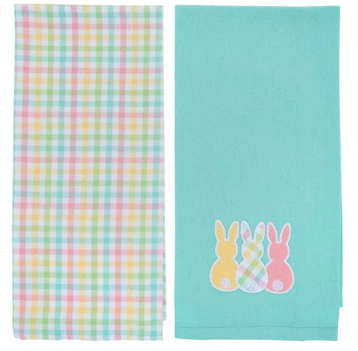 PLAID BUNNY KITCHEN TOWELS - ASSORTED