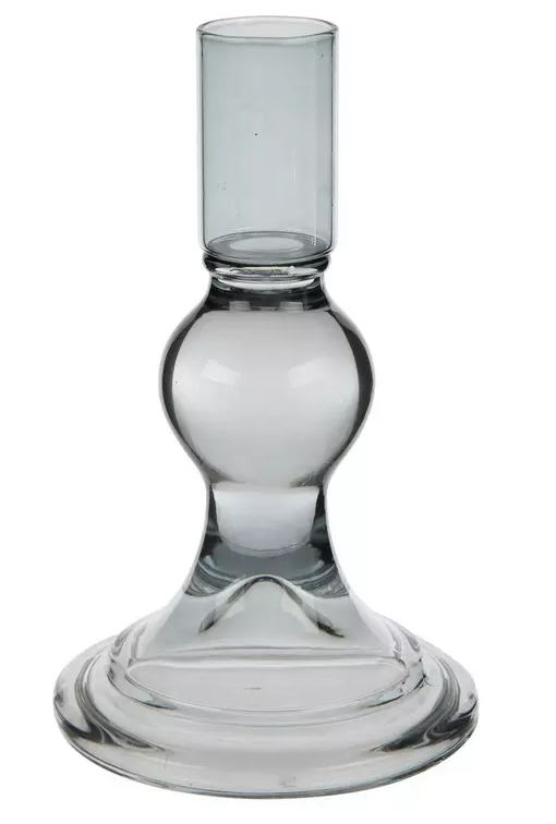 GRAY/GREEN BUBBLED GLASS CANDLE HOLDER - ASSORTED