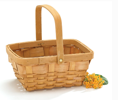 NATURAL WOOD CHIP GIFT BASKET WITH HANDLE - ASSORTED