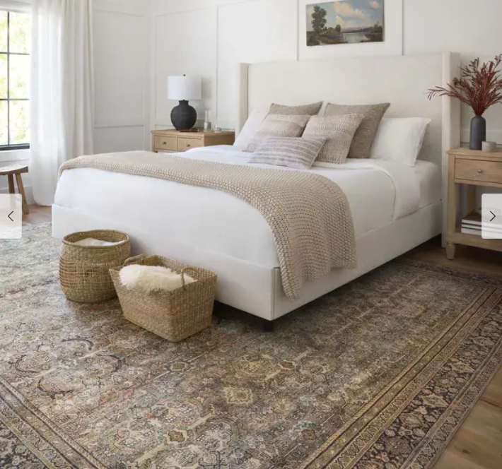 7'-6" x 9'-6" AH ISABELLE OLIVE TONE ORIENTAL PATTERN PRINTED AREA RUG