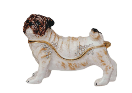 ENAMEL METAL PUG SHAPED TRINKET BOX