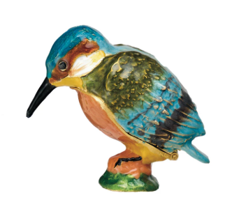 ENAMELED METAL KINGFISHER SHAPED TRINKET BOX