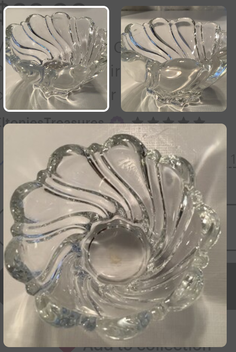 VINTAGE MIKASA GERMANY PEPPERMINT SWIRL CLEAR CRYSTAL CANDY DISH