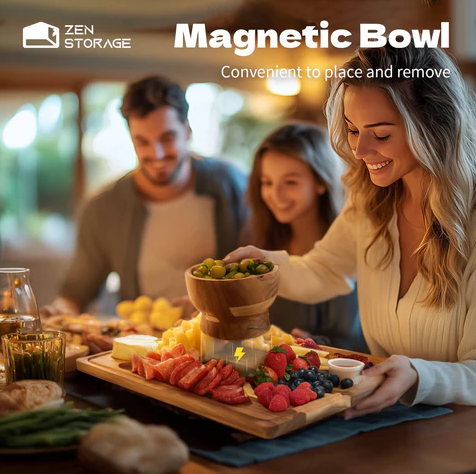 ZENSTORAGE RECTANGULAR ACACIA WOOD CAKE/CHARCUTERIE BOARD DISPLAY STAND W/ACRYLIC DOME LID