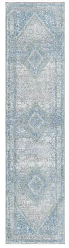 UNIQUE RUGS - 2'x8' KAMALA WASHABLE RUG - GRAY/GREEN (POLYESTER)