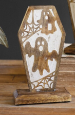 HALLOWEEN CARVED WOODEN COFFINS - ASSORTED