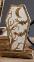 HALLOWEEN CARVED WOODEN COFFINS - ASSORTED