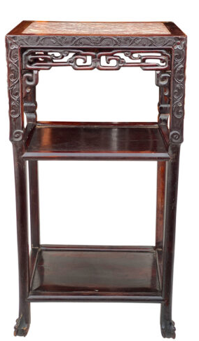 19th Century Qing Dynasty Chinese Rosewood Urn Marble top Table