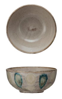 HAND PAINTED STONEWARE BOWL - ASSORTED