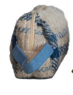 QUILTED JUTE ZIP POUCH WITH GRID PATTERN - ASSORTED