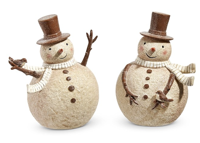 WHIMSICAL SNOWMAN WITH RED BIRD - ASSORTED