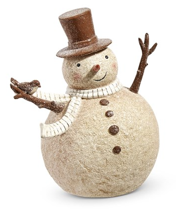 WHIMSICAL SNOWMAN WITH RED BIRD - ASSORTED