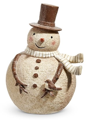 WHIMSICAL SNOWMAN WITH RED BIRD - ASSORTED