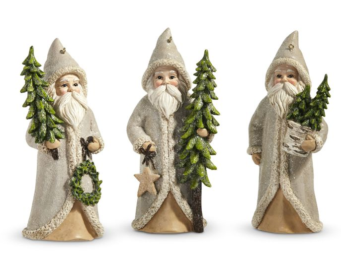 NATURAL SANTA WITH TREE ORNAMENT - ASSORTED