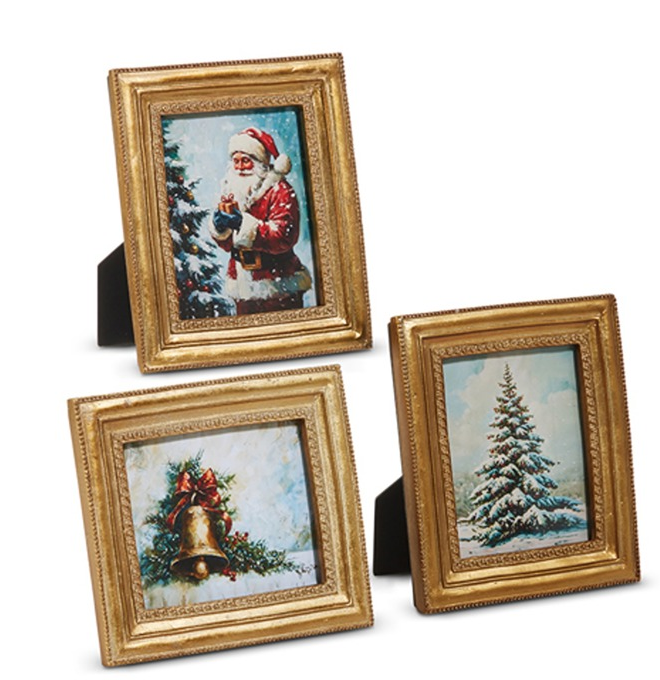TRADITIONAL WINTER HOLIDAY SCENE FRAMED ART - ASSORTED