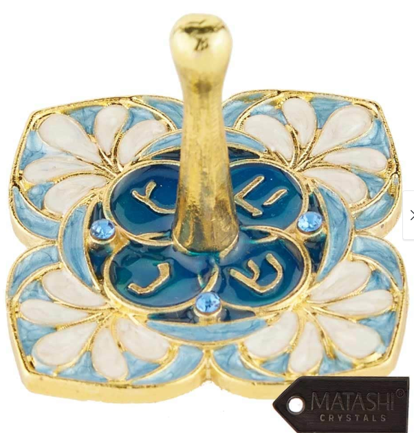 MATASHI HAND-PAINTED SPINNING DREIDEL HOLIDAY ORNAMENT WITH CRYSTAL - ASSORTED
