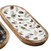 WOODLAND PINE MANGO WOOD TRAYS - ASSORTED