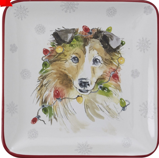 HOLIDAY PAWS DESSERT PLATE - SET OF 4