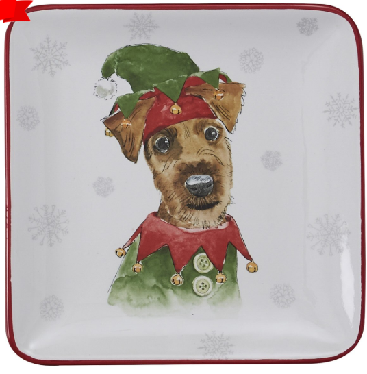 HOLIDAY PAWS DESSERT PLATE - SET OF 4