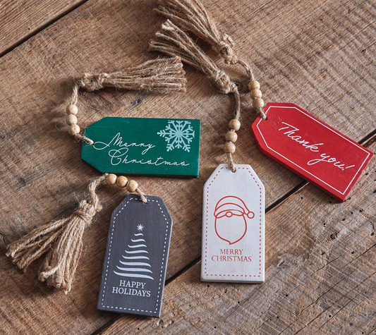 WOODEN CHRISTMAS GIFT TAGS - ASSORTED
