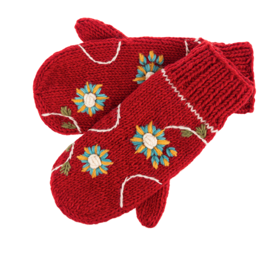 EMBROIDERED SPRUCE MITTENS - ASSORTED