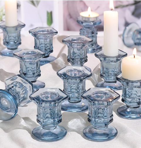 CRYSTAL TAPER CANDLE HOLDERS - ASSORTED