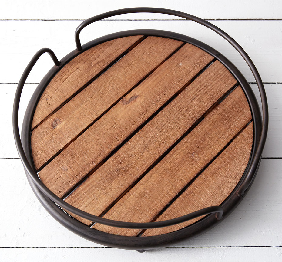 ROUND WOOD PLANK SERVING TRAY