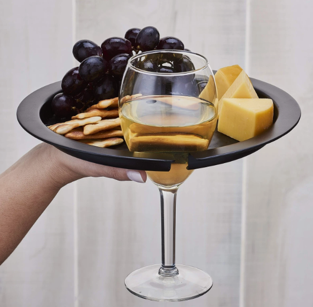 OLD DUTCH HAMERED MATTE BLACK WINE GLASS HOLDER BUFFET PLATES