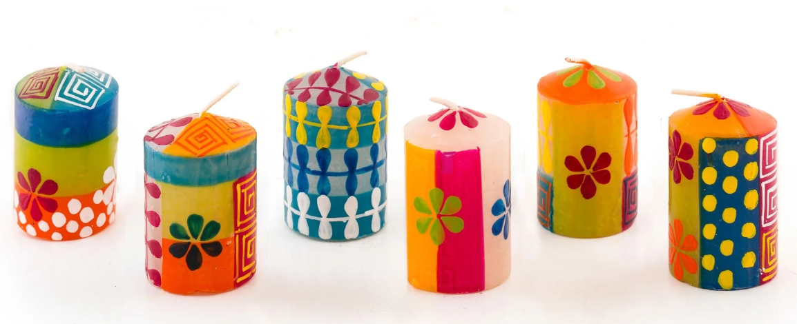 THUMBPRINT ARTIFACTS HAND PAINTED SUMMER CANDLES - ASSORTED