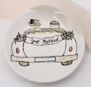 3" CERAMIC WEDDING TRINKET DISH BY TAWNYA NORTON