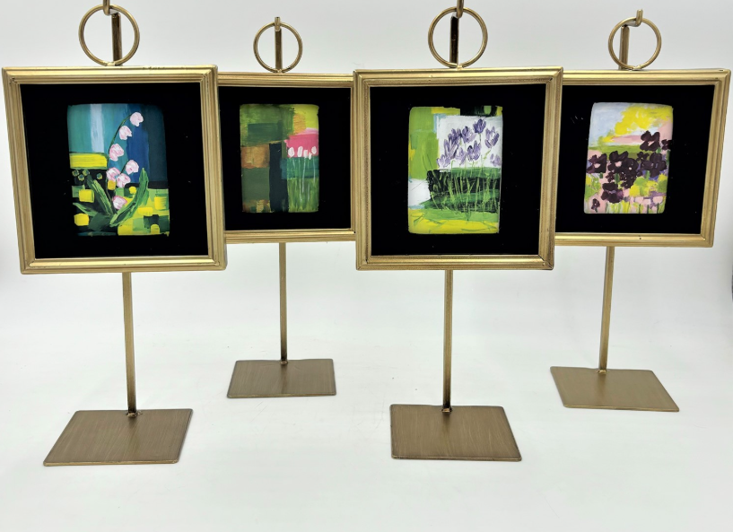 4"x6" ABSTRACT FLORAL FRAMED ART ON STAND BY TAWNYA NORTON