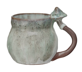 14oz. STONEWARE MUG W/MUSHROOM HANDLE - ASSORTED