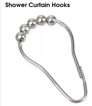 STAINLESS STEEL SHOWER CURTAIN RINGS - SET OF 12