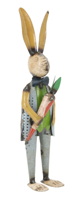 RECYCLED METAL BUNNY WITH CARROT