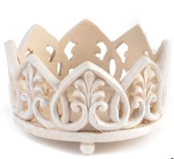 IVORY RESIN CANDLE HOLDER OR WINE CADDY - 4.5" DIA.