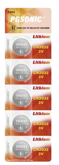 CR2032 PGSONIC LITHIUM 5PAK BATTERY
