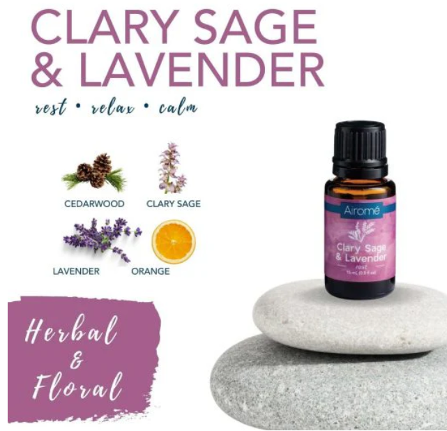 AIROME CLARY SAGE & LAVENDER ESSENTIAL OIL BLEND 15ML