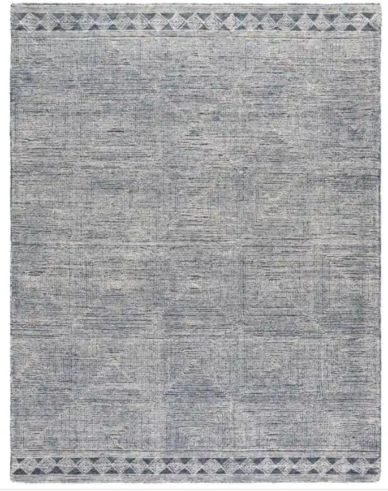 HANDMADE ABSTRACT HELA MODERN WOOL RUG - IVORY/NAVY - ASSORTED
