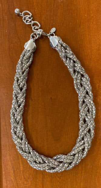 EXPRESS TWISTED ROPE MESH 18" LONG SILVER TONE NECKLACE