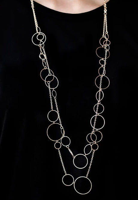 30" MULTI-STRAND SILVER TONE HOOP NECKLACE