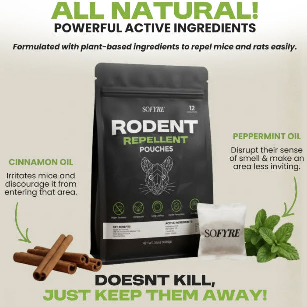 SOFYRE RODENT REPELLENT POUCHES - 12 POUCHES