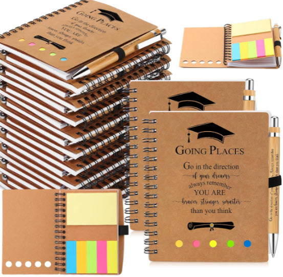 INSPIRATIONAL MINI NOTEBOOK W/STICKY NOTES & PEN - ASSORTED