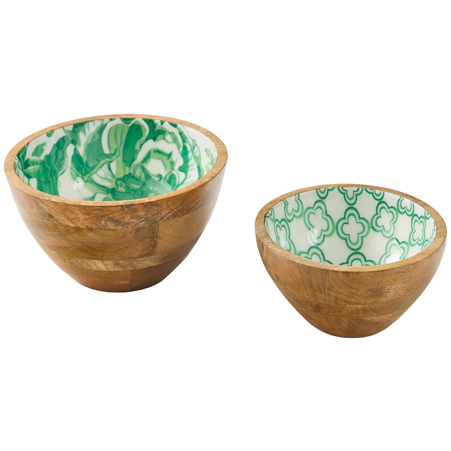 FLORALS AND FLITTERS GREEN SERVING BOWLS - ASSORTED