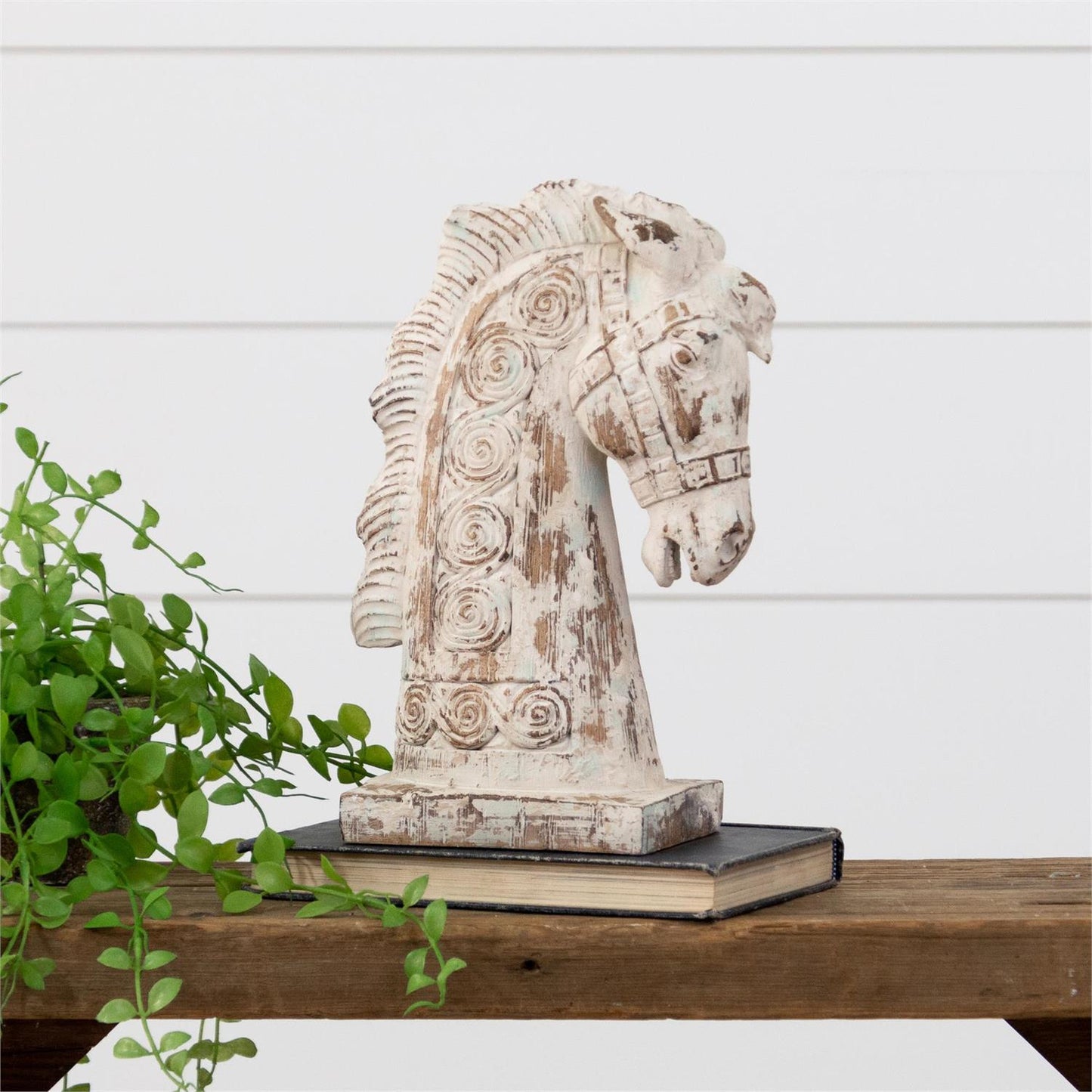 DISTRESSED HORSE HEAD FIGURE 11.5"H x 8"W x 4.5"D