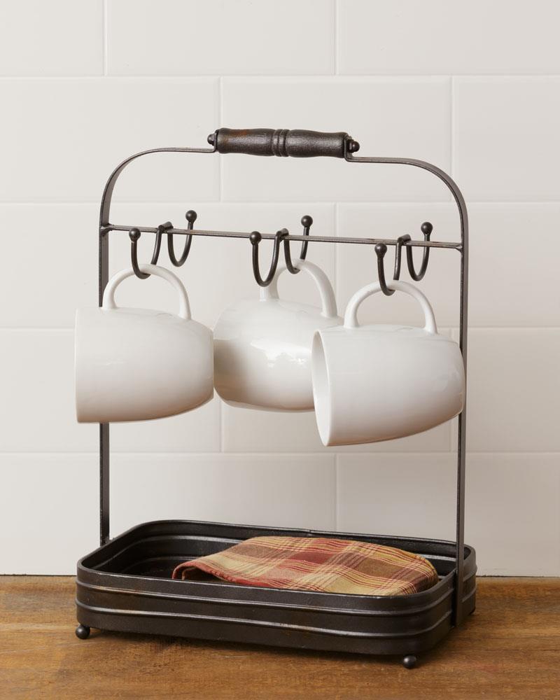 METAL TRAY WITH MUG HANGER