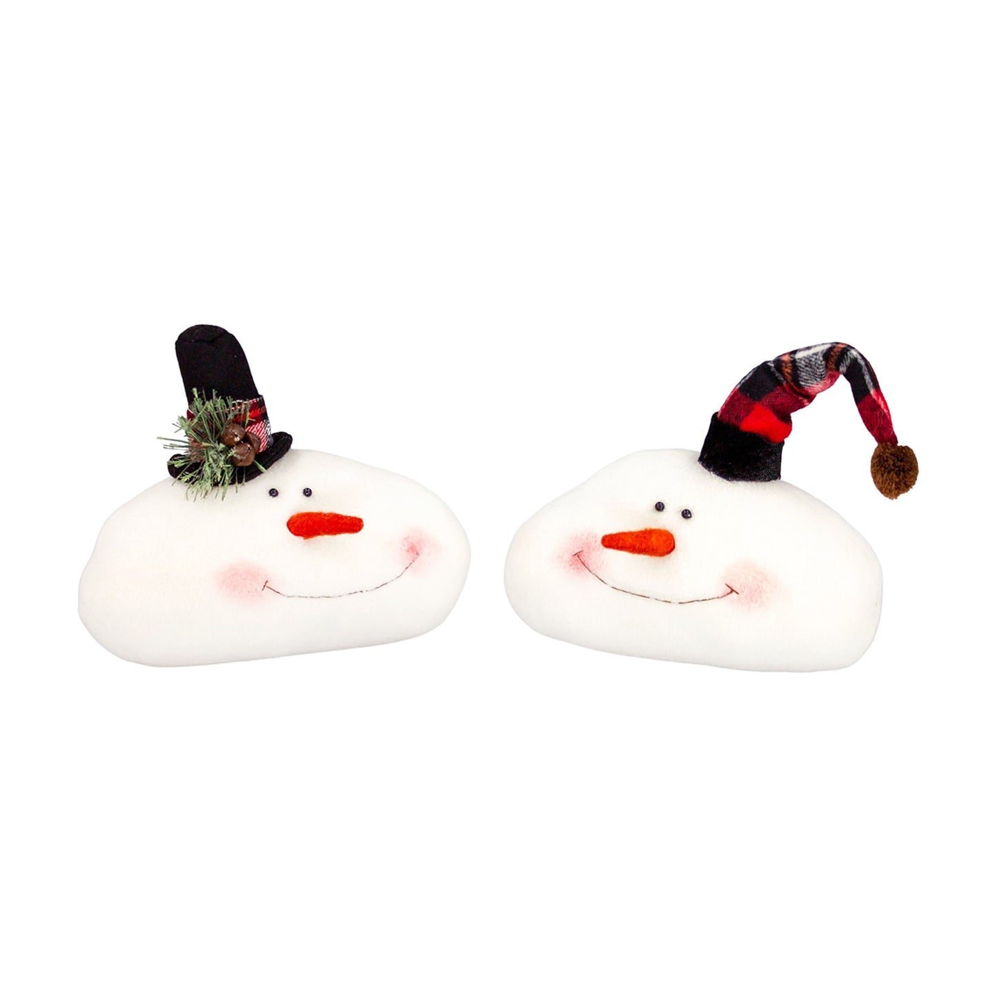 WINTER TARTAN SNOWMAN HEADS - ASSORTED