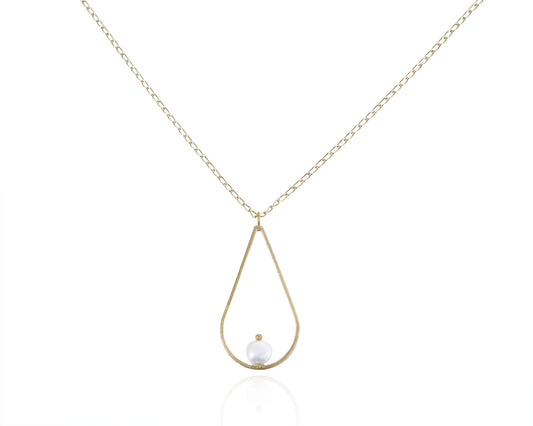 ABW DESIGNS GOLD VERMEIL PATH WITH PEARL 2" EARRINGS