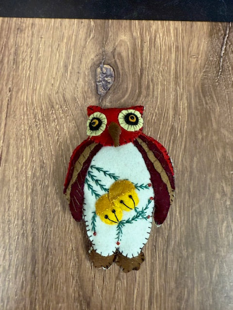 CHRISTMAS FELTED WOOL OWL ORNAMENTS